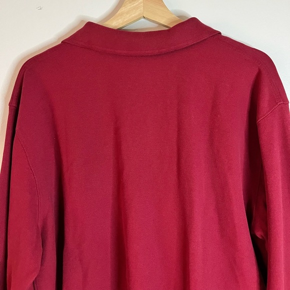 L.L. Bean Burgundy Long-Sleeve Polo Shirt Men’s Large 100% Cotton Classic Fit - Picture 5 of 16